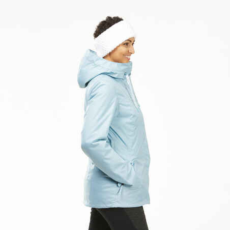 Winterjacke Winterwandern SH100 X-Warm -10 °C wasserdicht Damen blau