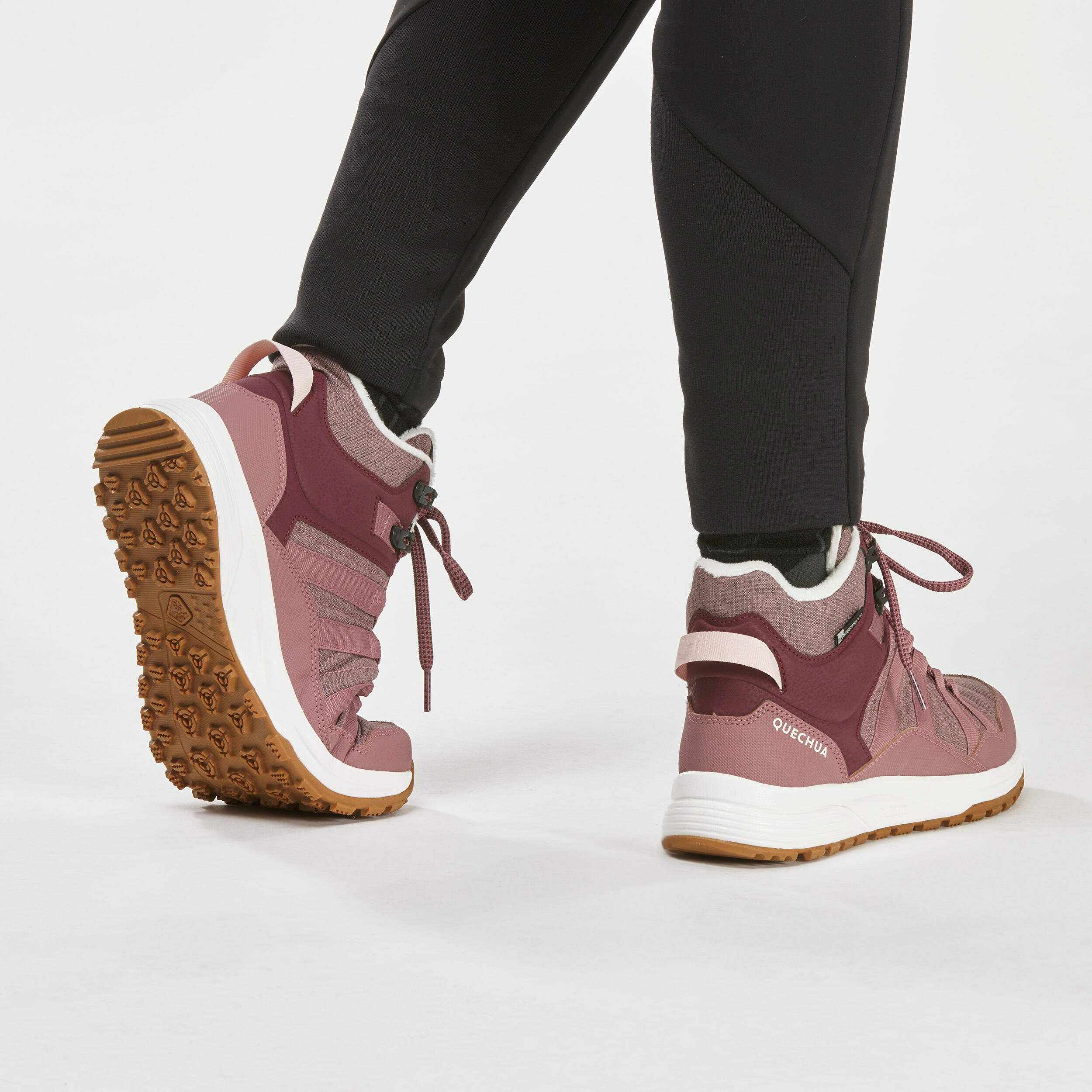 Women's Warm and Waterproof Hiking Boots NH500 Mid - Burgundy