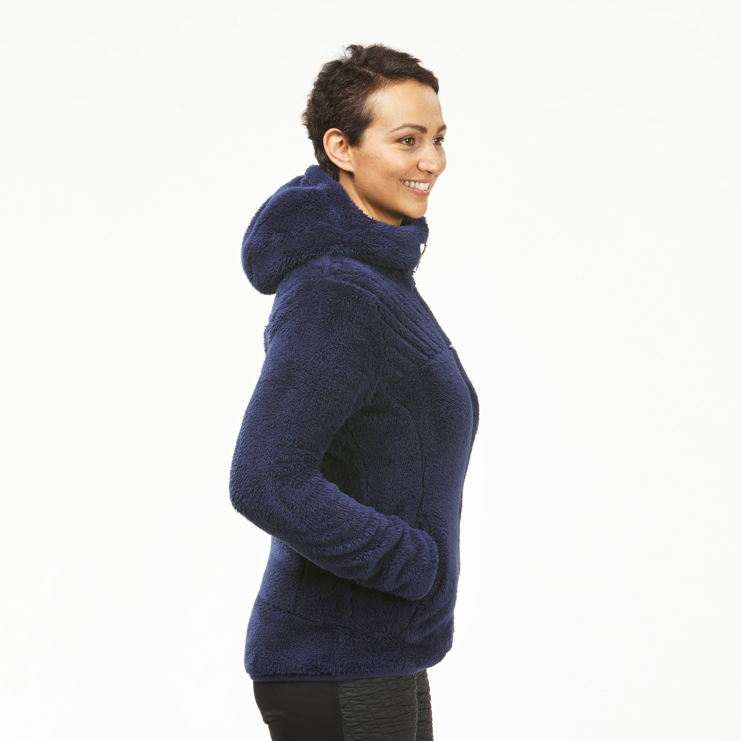 Manteau en laine polaire femme – SH 500 bleu - QUECHUA