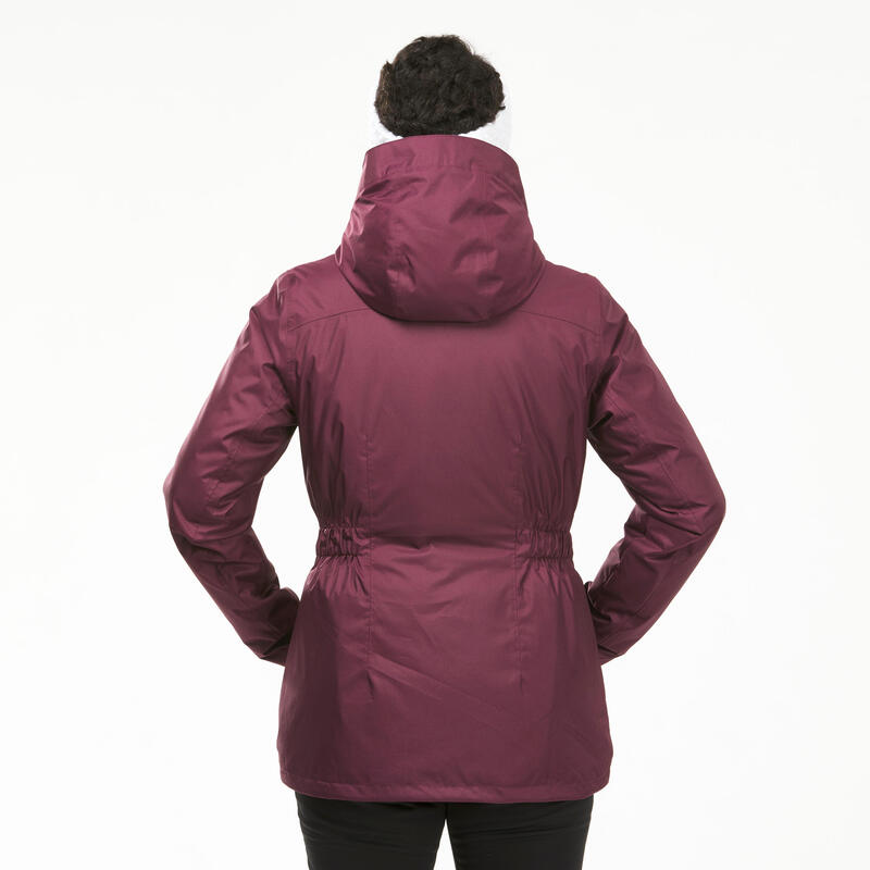 Winterjacke Damen bis -10 °C wasserdicht Winterwandern - SH500 bordeux