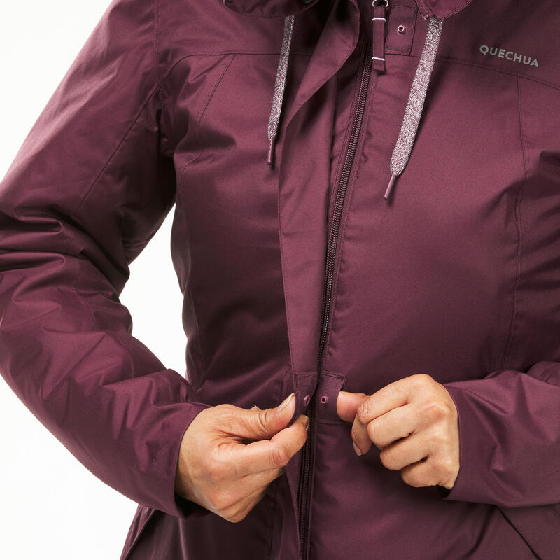 Giacca trekking donna SH500 impermeabile bordeaux | -10°C