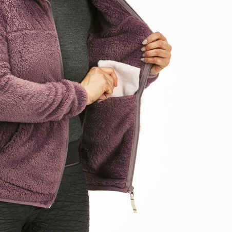 Moteriškas flisinis žygių džemperis „SH500“, rausvai pilkas