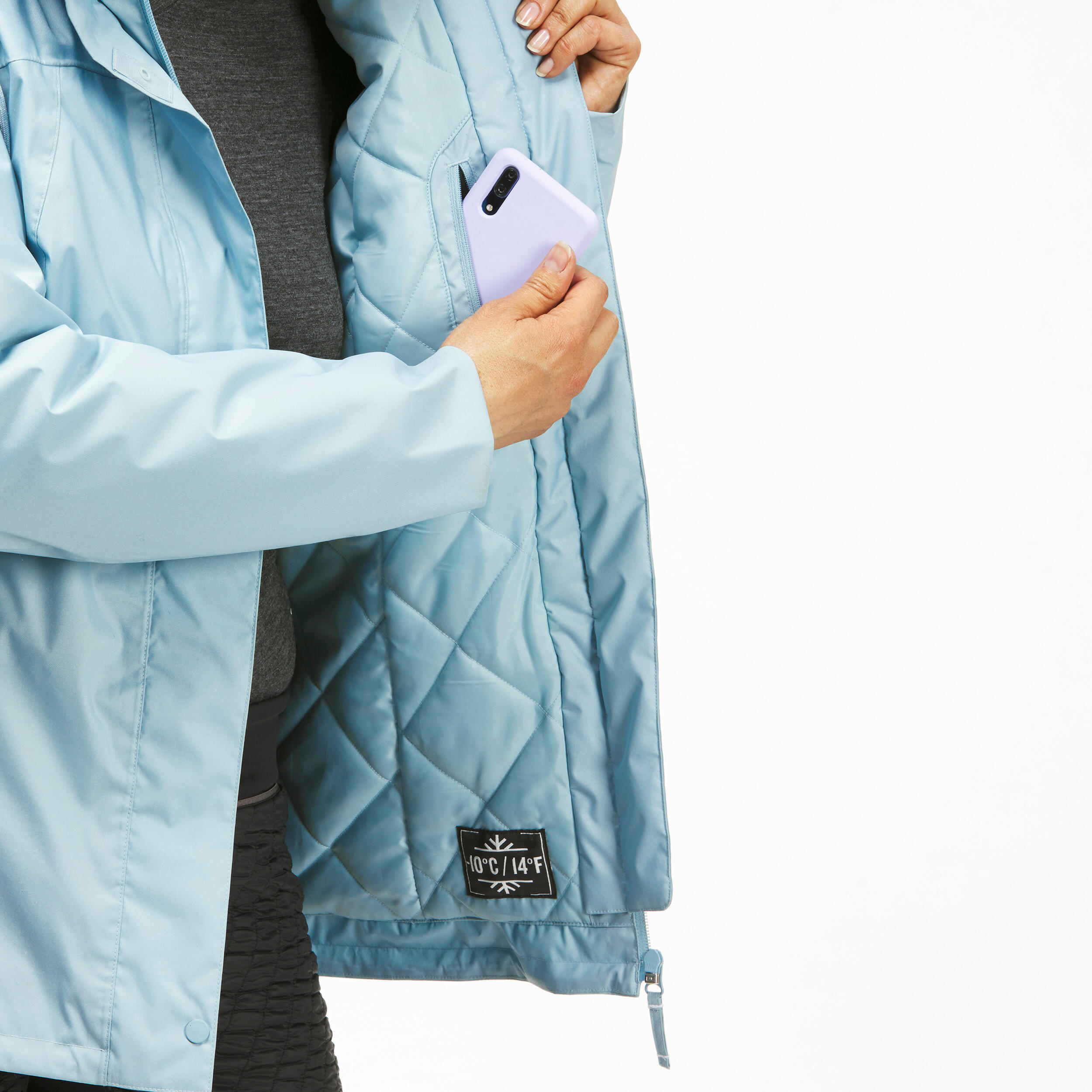 Women’s waterproof hiking jacket -10°C, NH500 - Blue 6/8