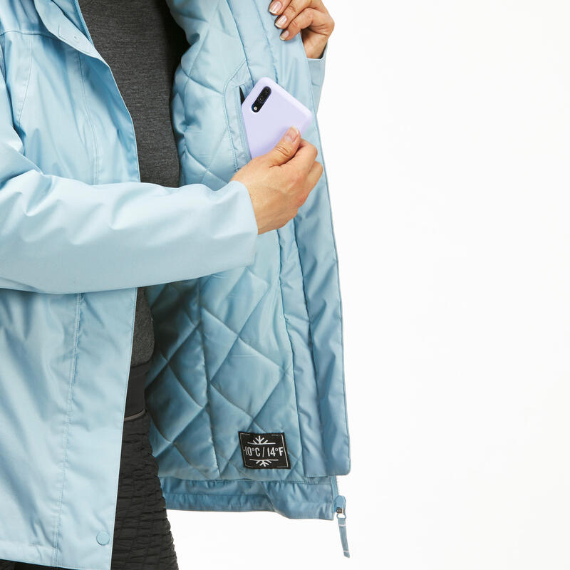 Veste de randonnée -10°C imperméable femme, NH500 bleu