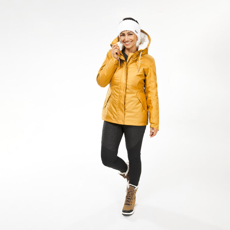 Winterjacke Damen bis -10 °C wasserdicht Winterwandern - SH500 gelb