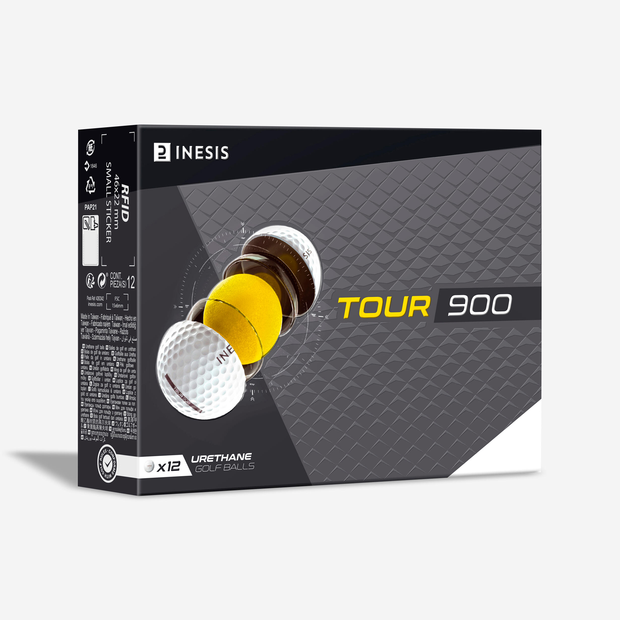 12 Golf Balls - Tour 900 White - INESIS
