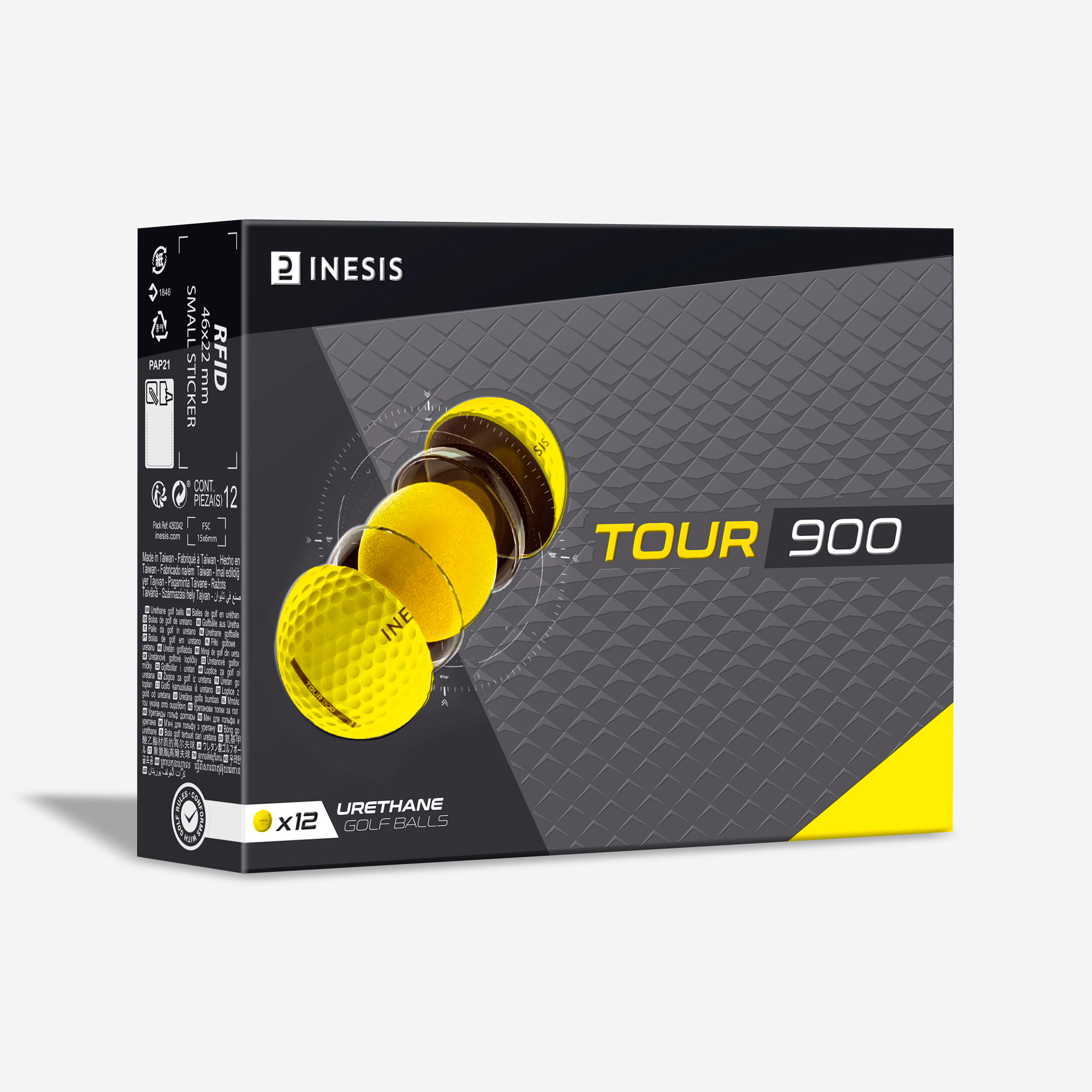 Golfboll - Tour 900 - 12-pack Gul