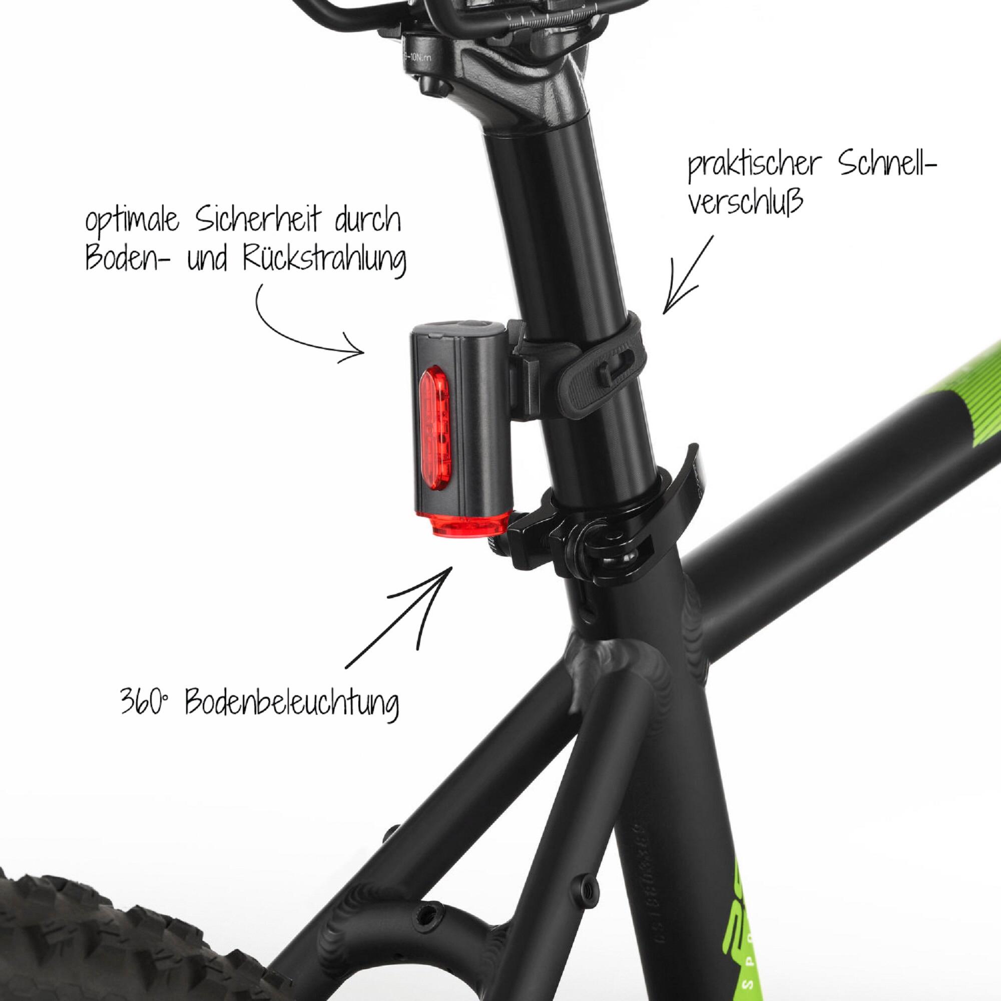 Fahrradbeleuchtung Rücklicht Fischer Twin 360° mit Bodenbeleuchtung 4/8