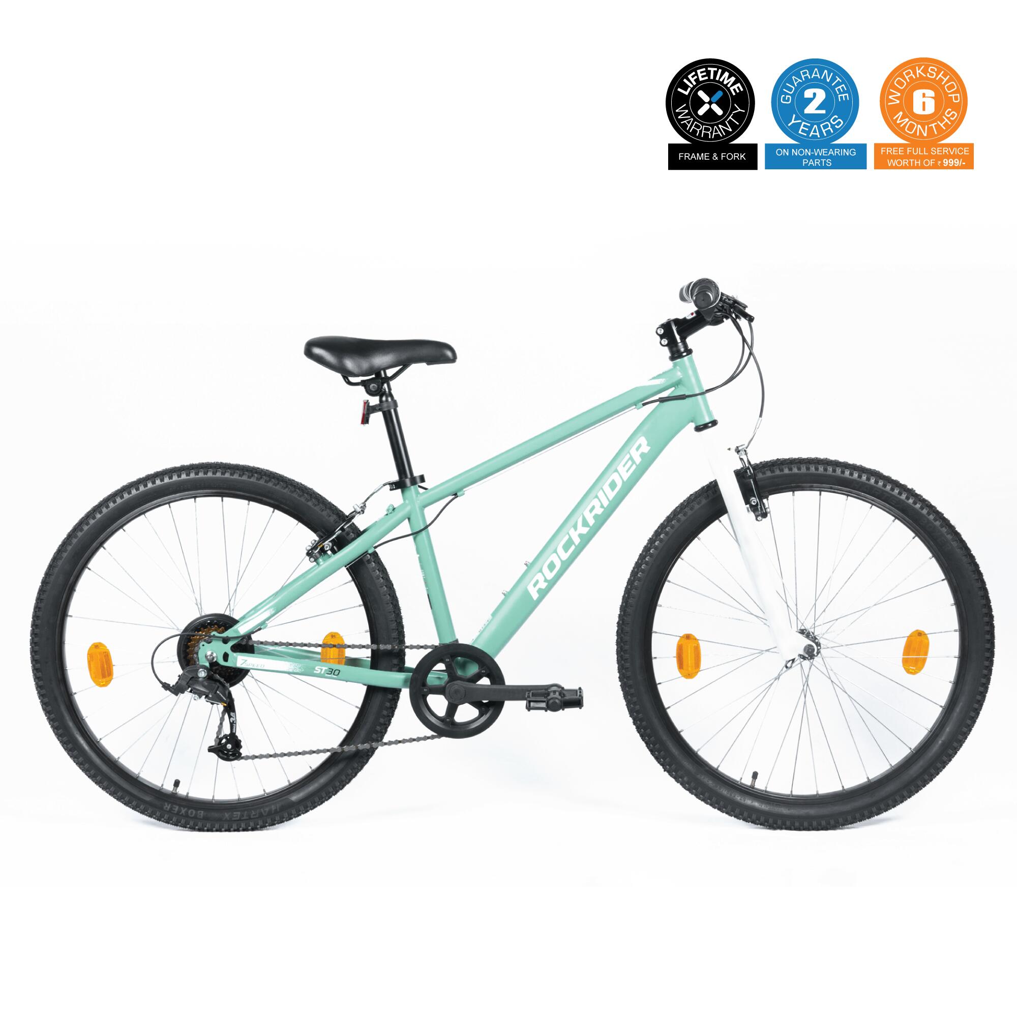 Mountain Bike ST30 26 inch 7 speed Green White