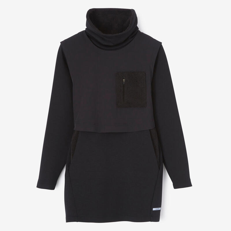 Warme lange hardloopsweater voor dames Warm+ Long zwart