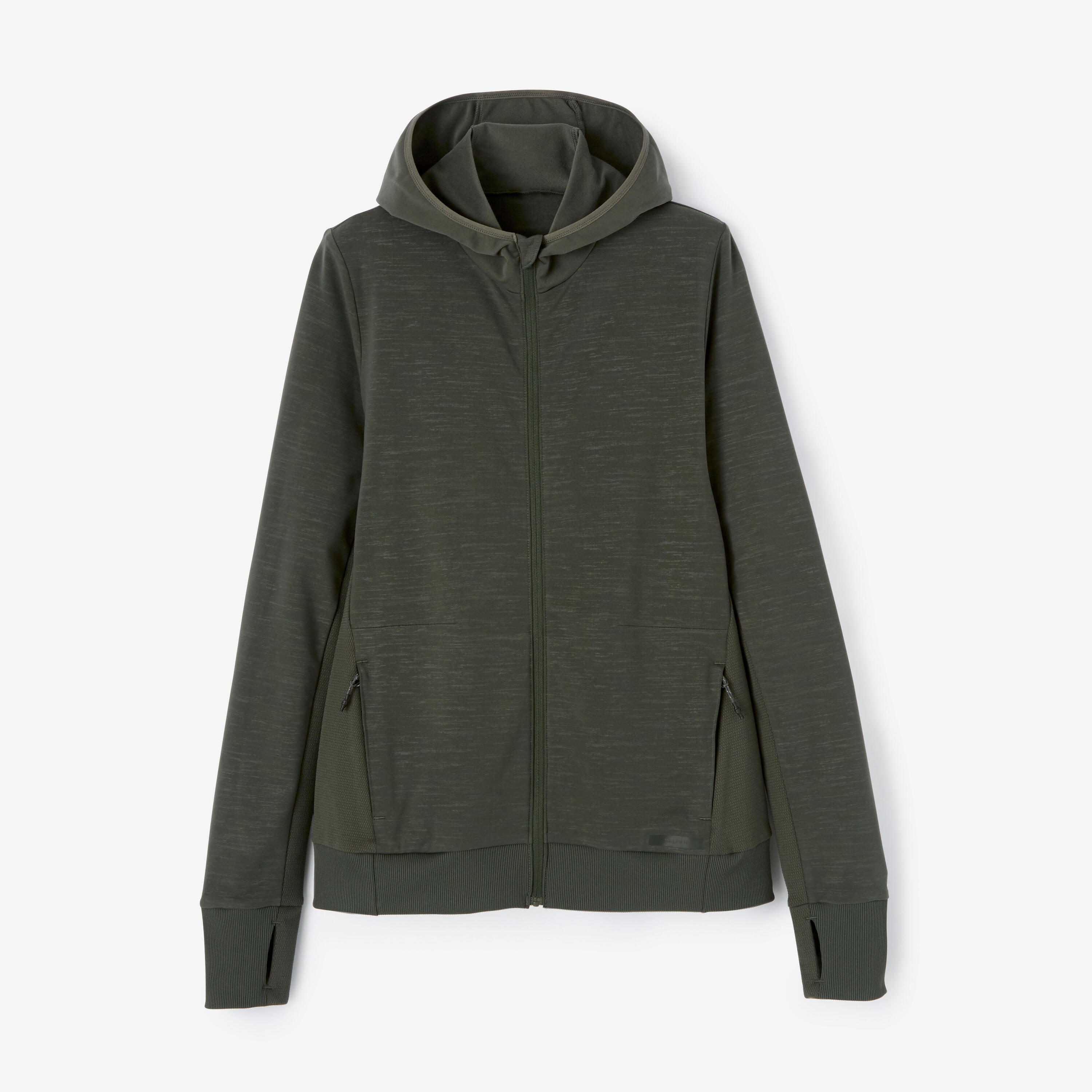 Laufjacke Damen mit Kapuze - Warm khaki 6/8