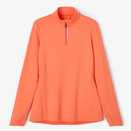 Zip Warm women's long-sleeved running T-shirt - coral