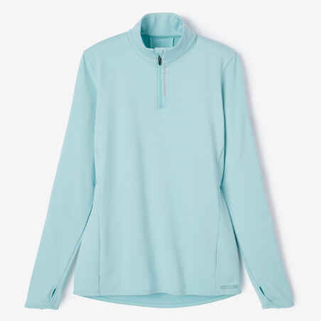 Zip Warm women's long-sleeved running T-shirt - light blue