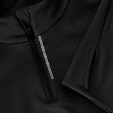 Women's Long-Sleeved Running T-Shirt - Warm Zipped Black