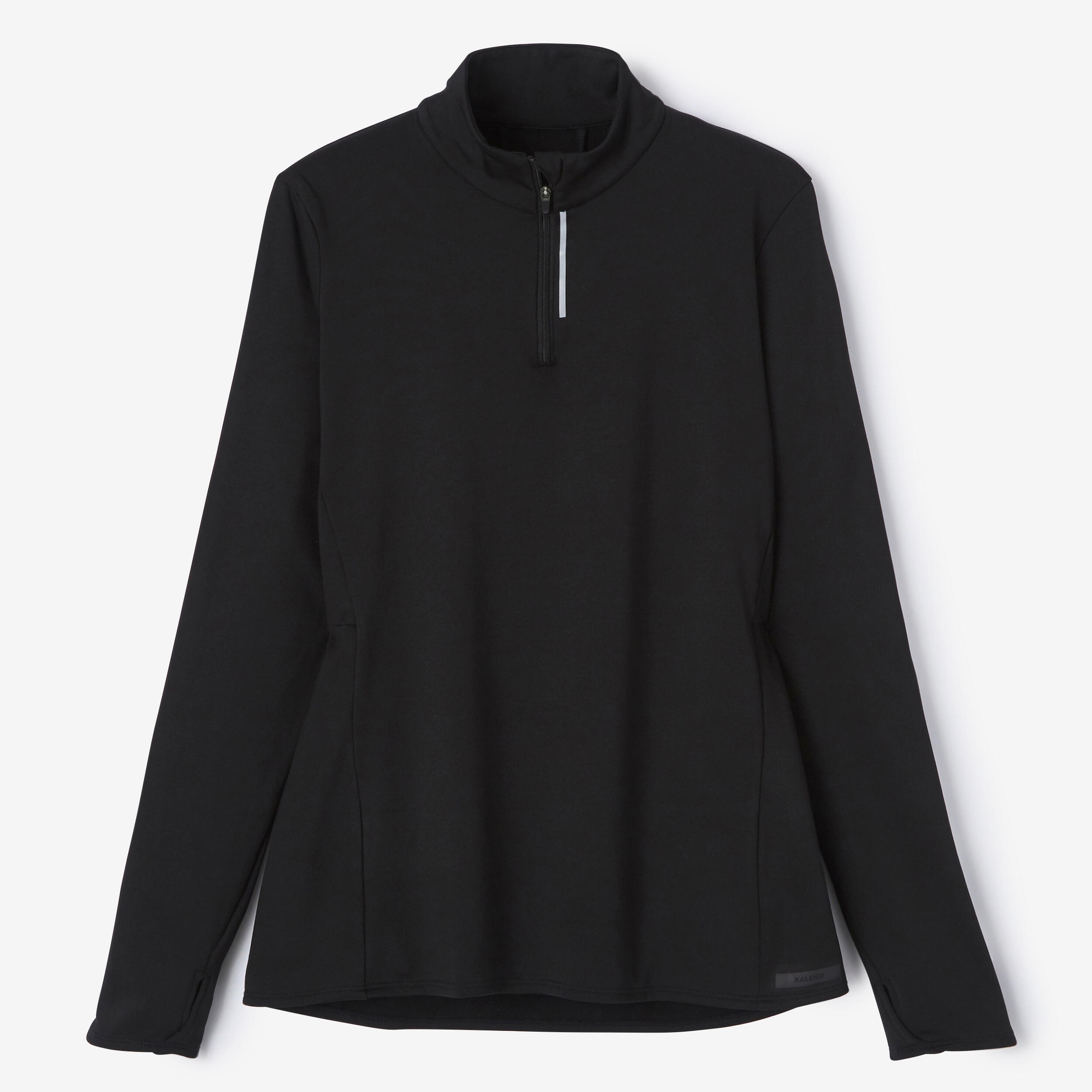 Women’s Long Sleeve Running Shirt- Run 100 Black - KALENJI