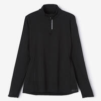 T-shirt manches longues chaud running femme - Zip warm noir