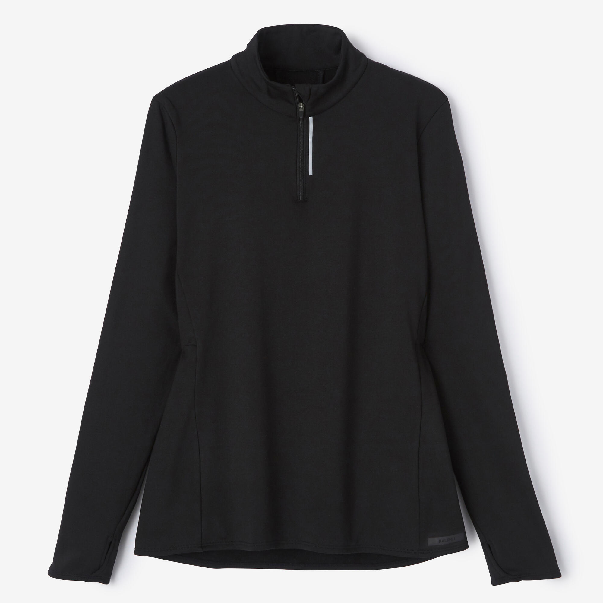 Maglietta da running a maniche lunghe da donna - Zip warm nero