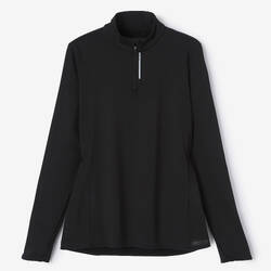 Zip Warm women's long-sleeved running T-shirt - black