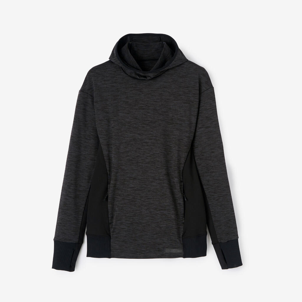 Sweat running à capuche femme - Warm noir