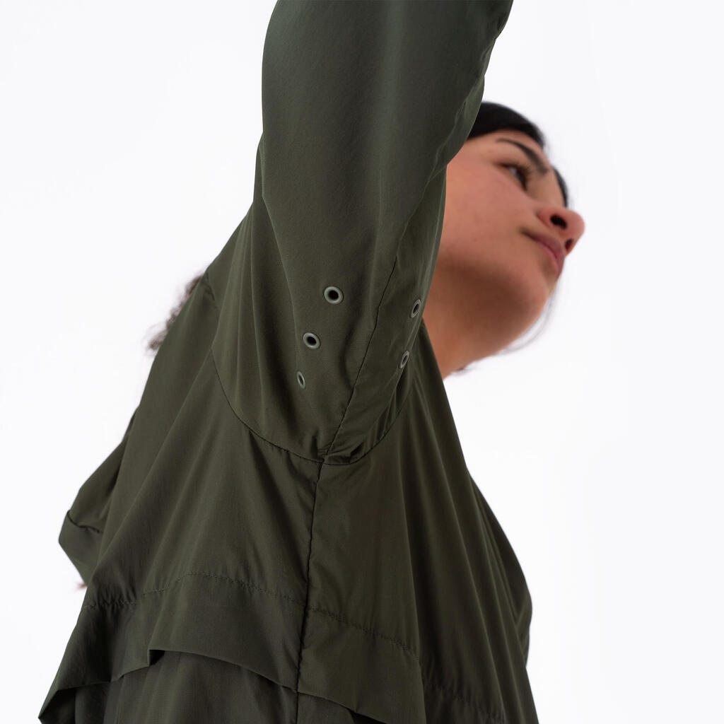 Chaqueta rompevientos de Running para mujer Kalenji wind breath verde oscuro