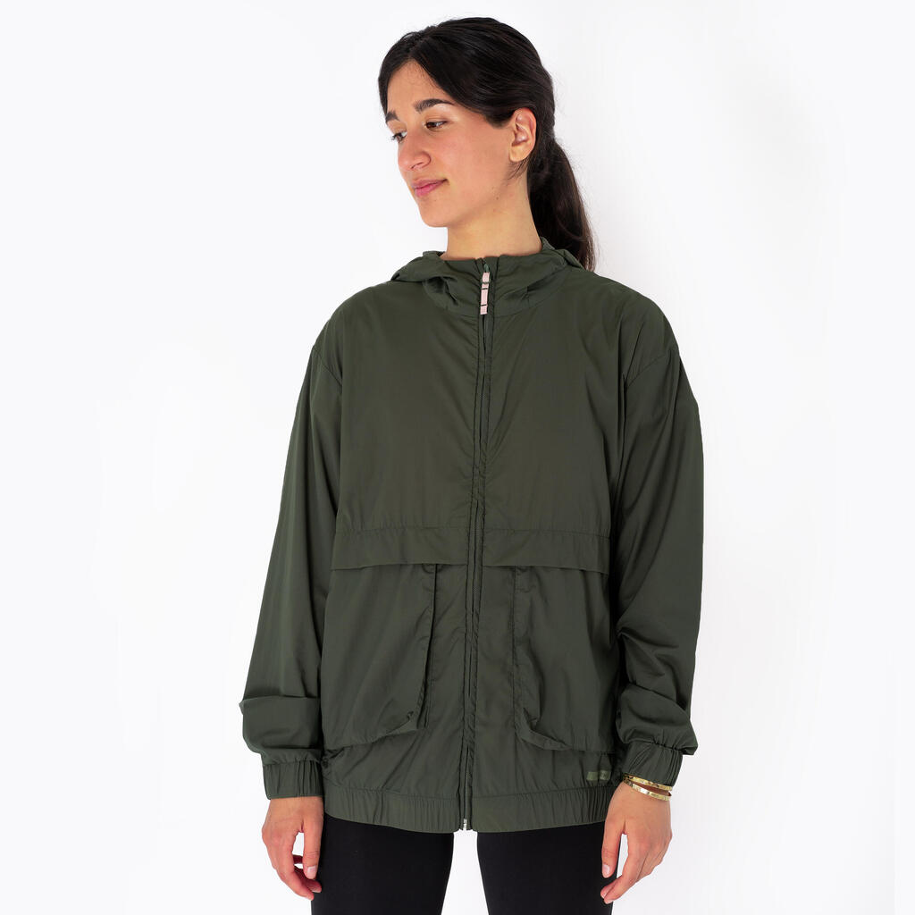 ז'קט ריצה לנשים, דגם KIPRUN Run 500 Wind - ירוק