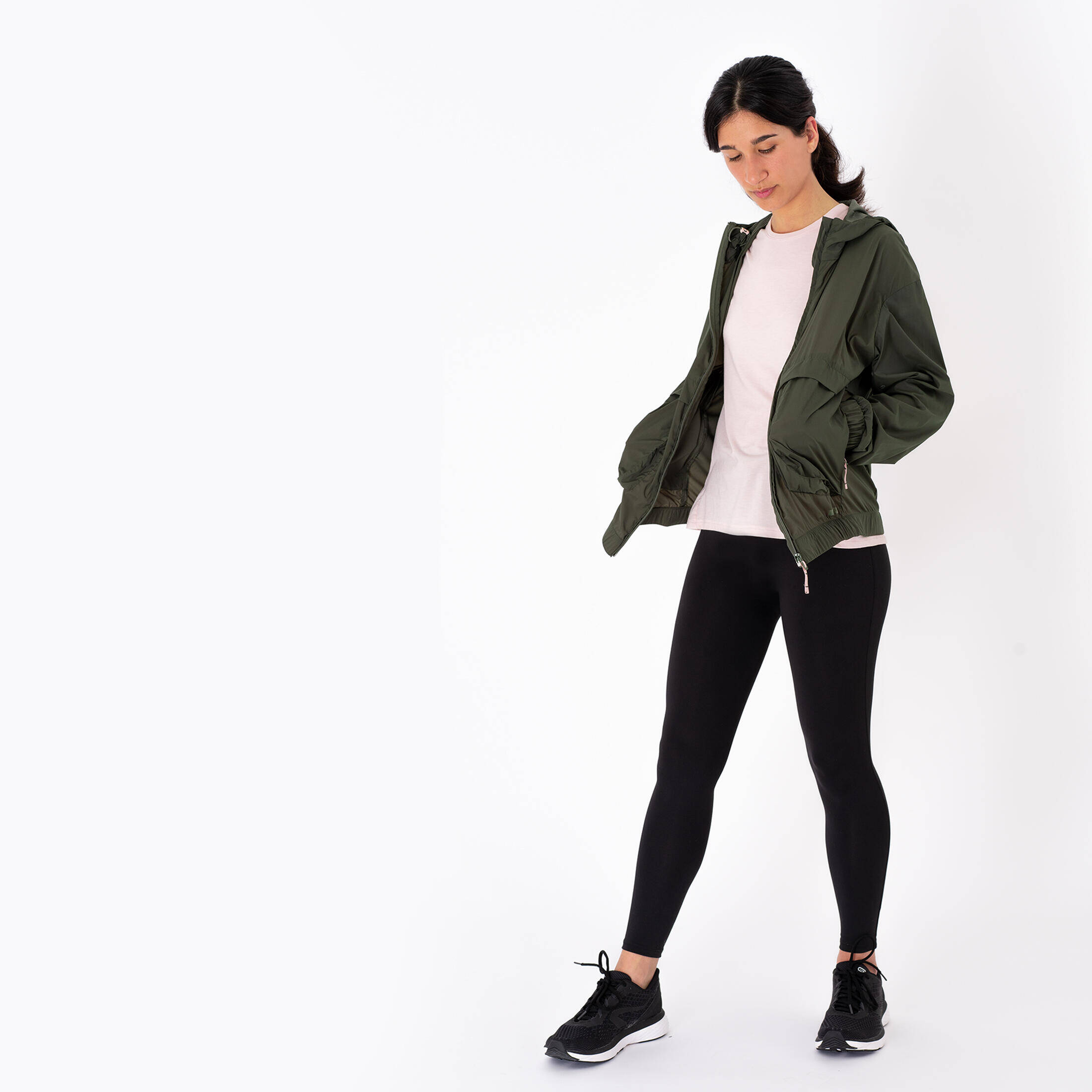Women's windproof running jacket - KIPRUN Run 500 Wind - Khaki -  2