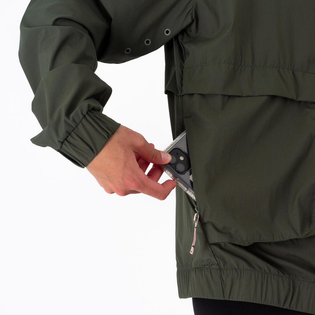 Chaqueta rompevientos de Running para mujer Kalenji wind breath verde oscuro