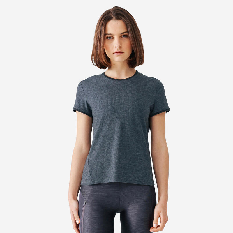T-shirt de Corrida Respirável Soft Mulher Cinzento Escuro