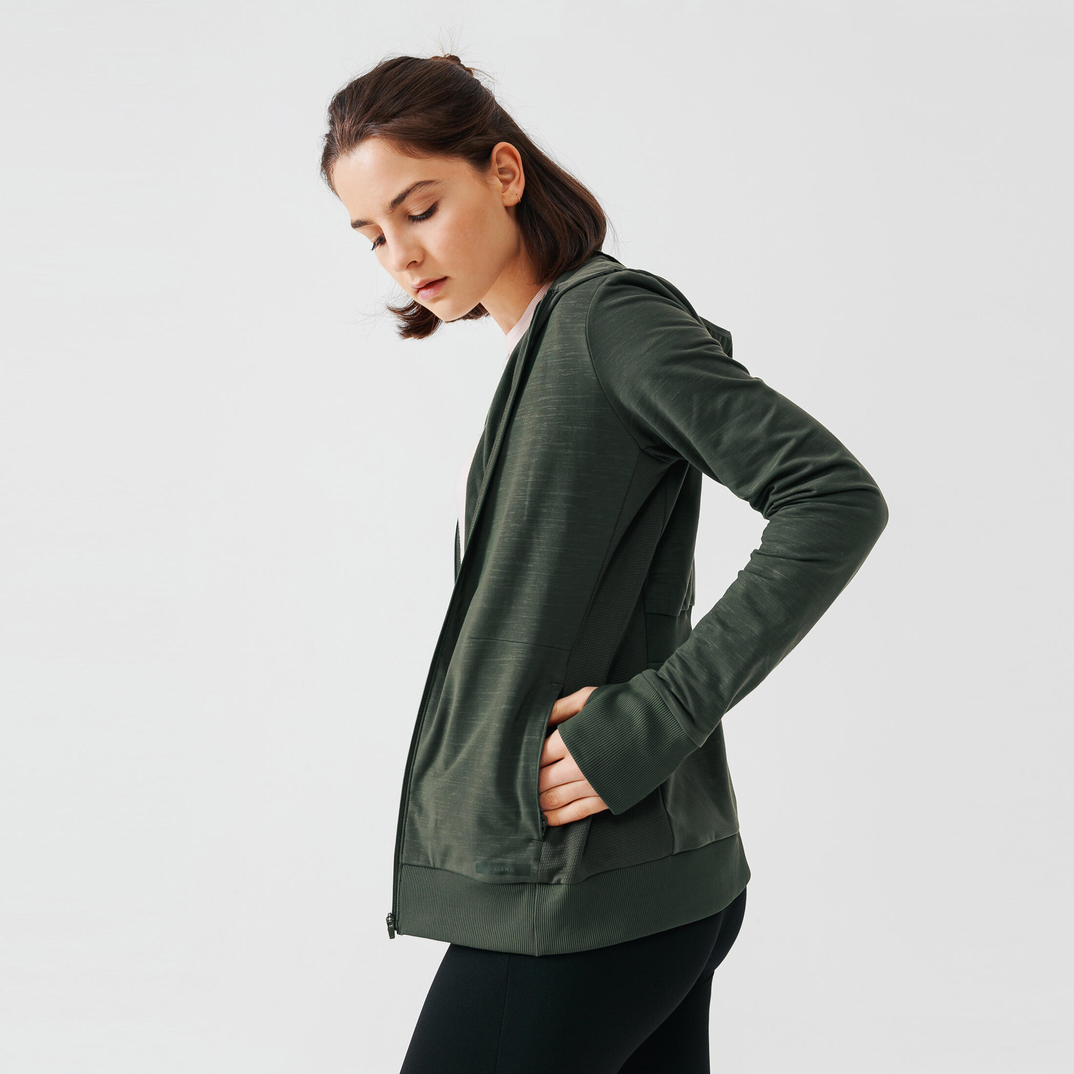 Laufjacke Damen mit Kapuze - Warm khaki 4/8