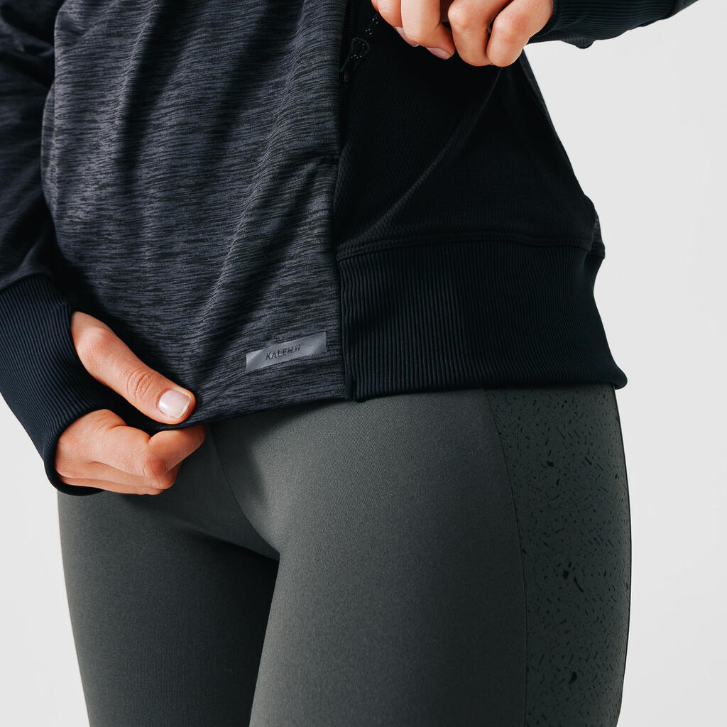 Sweat running à capuche femme - Warm noir