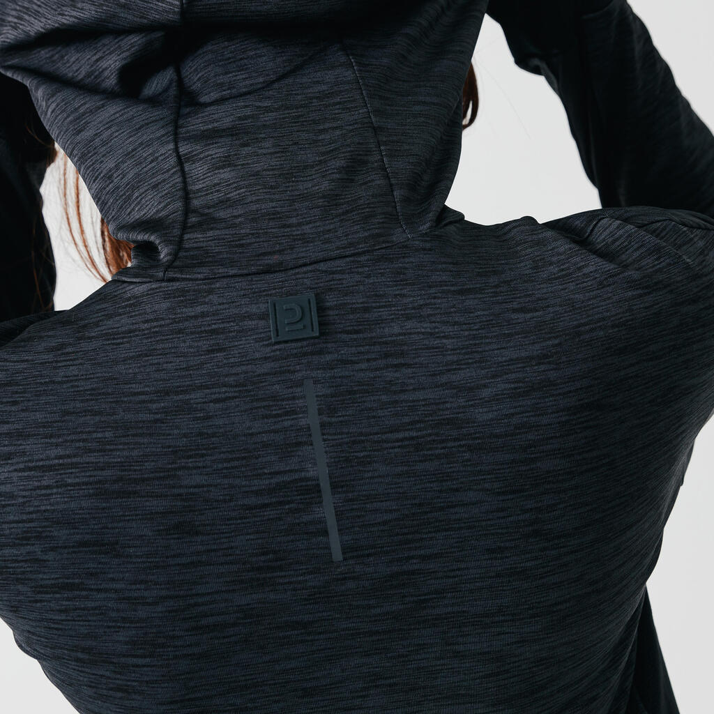 Sweat running à capuche femme - Warm noir