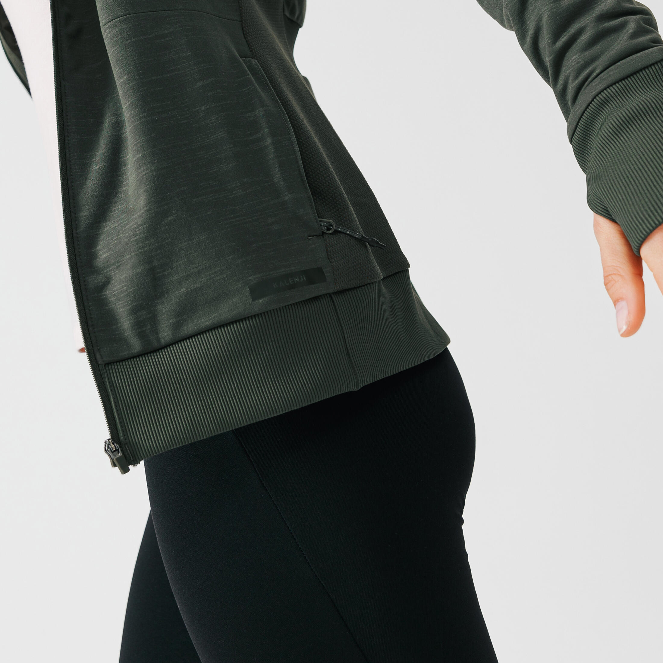 Laufjacke Damen mit Kapuze - Warm khaki 5/8