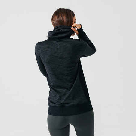 Sudadera Running Warm Mujer Negro Capucha