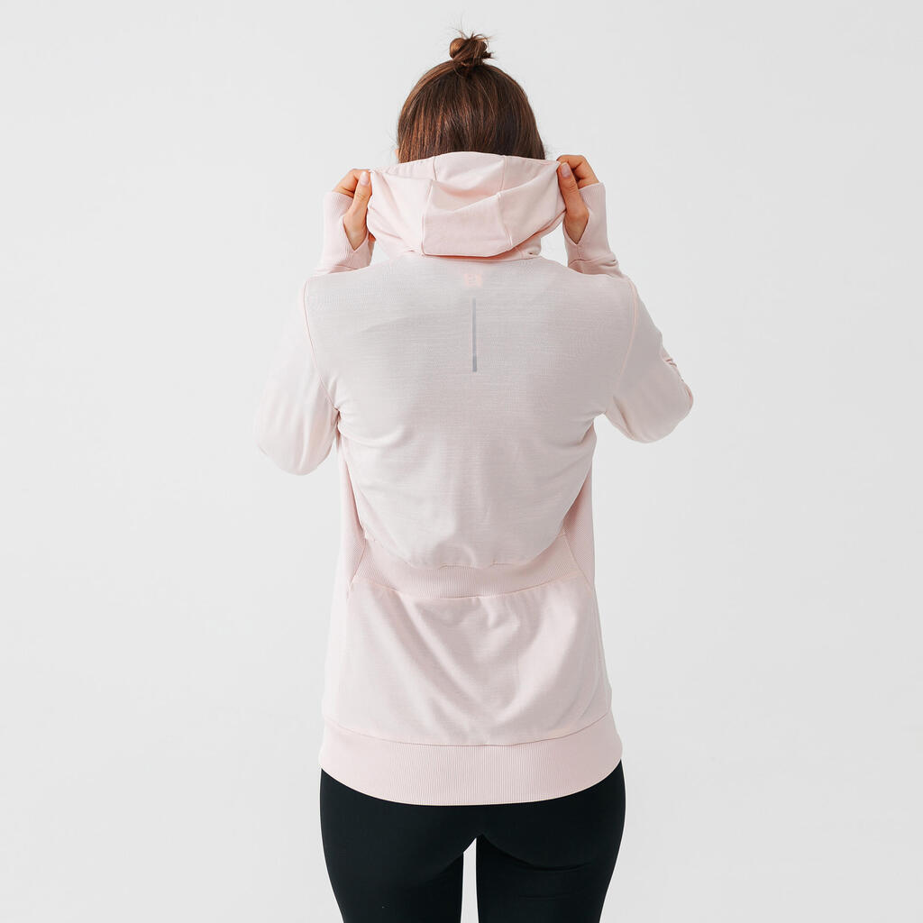 Warm Women's Hooded Running Jacket - pink