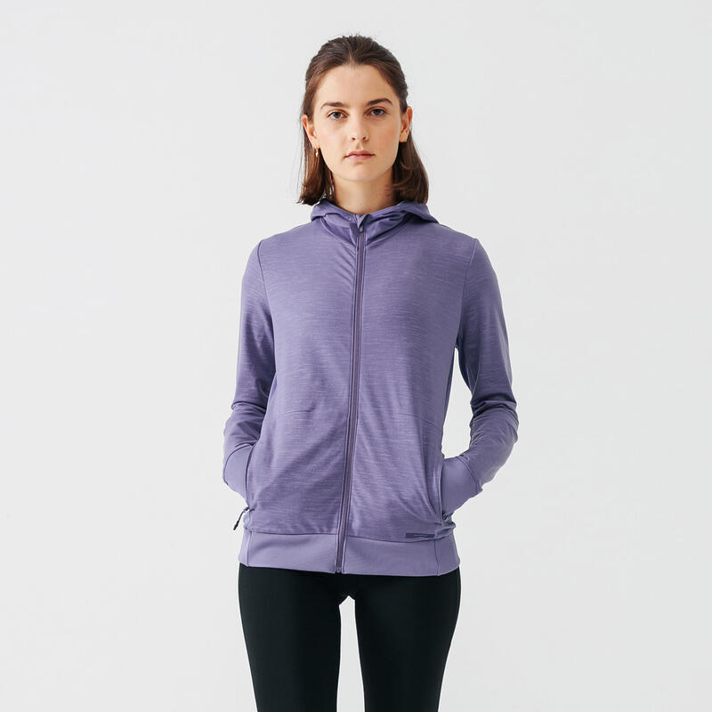 Warm Women's Running Hooded Jacket - purple