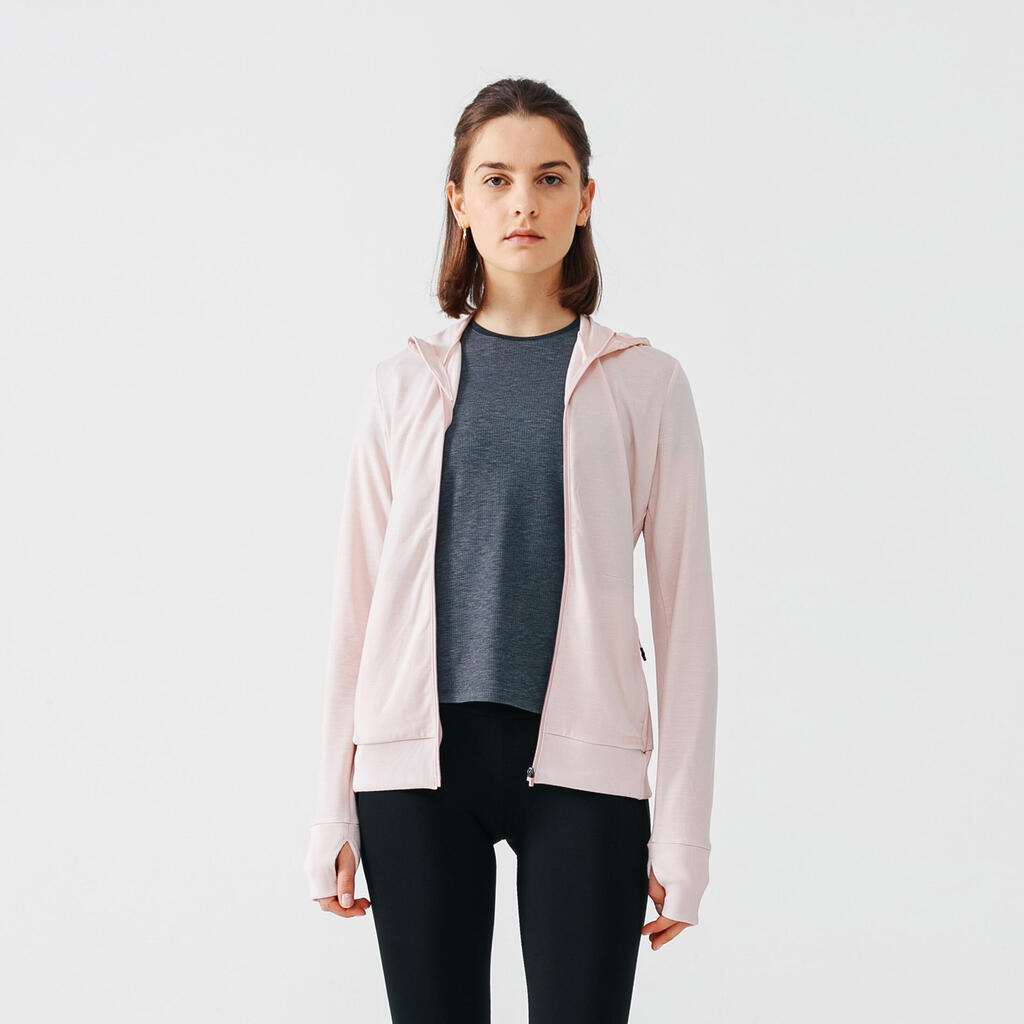 Warm Women's Hooded Running Jacket - pink