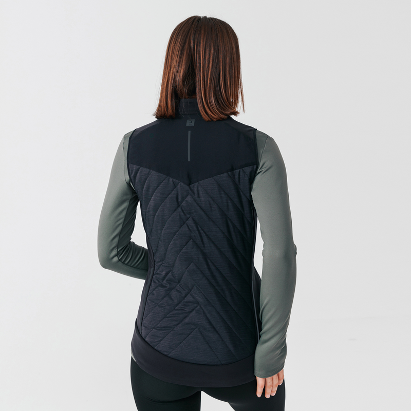 Veste sans manche running chaude femme Warm noir pour les clubs et collectivites Decathlon Pro