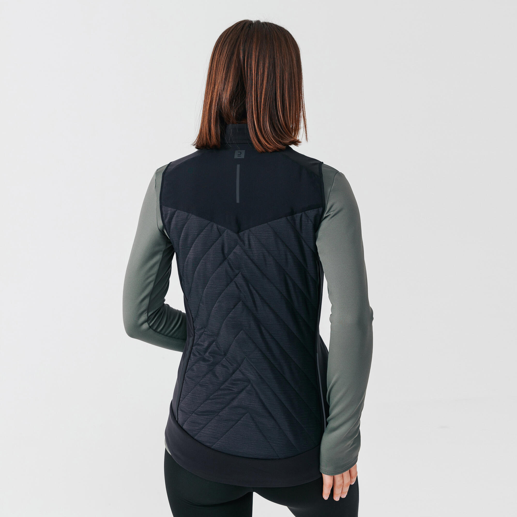 Women's sleeveless running jacket Warm - black 2/7