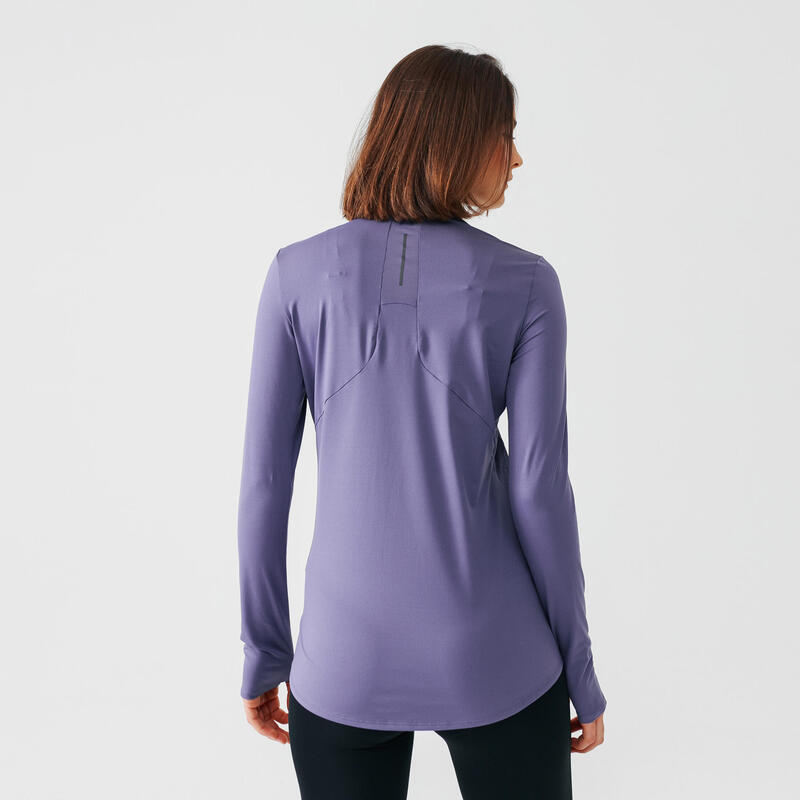 Women's Running ½-Zip Long-Sleeved T-Shirt Dry+ - purple blue