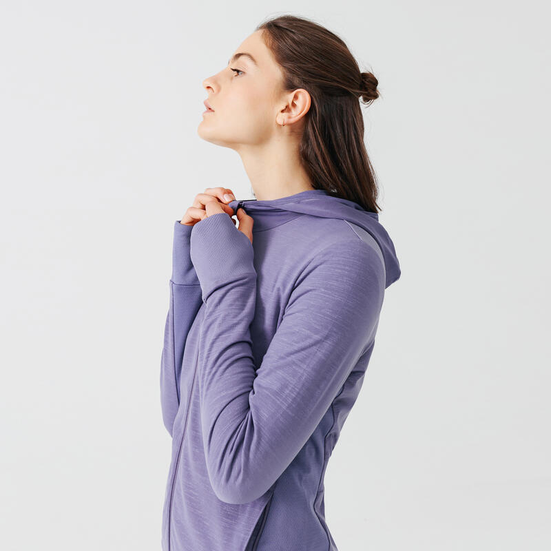 Laufjacke Kapuze Warm Damen violett