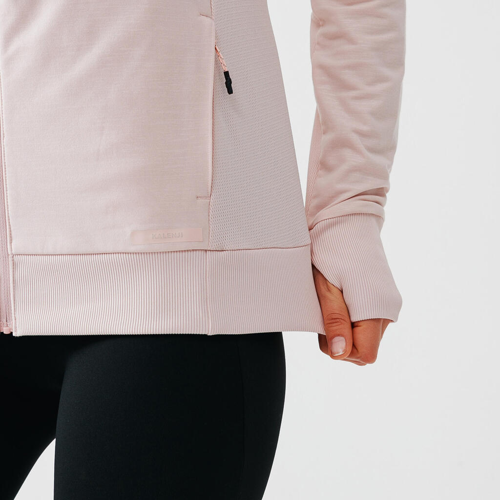 Warm Women's Hooded Running Jacket - pink