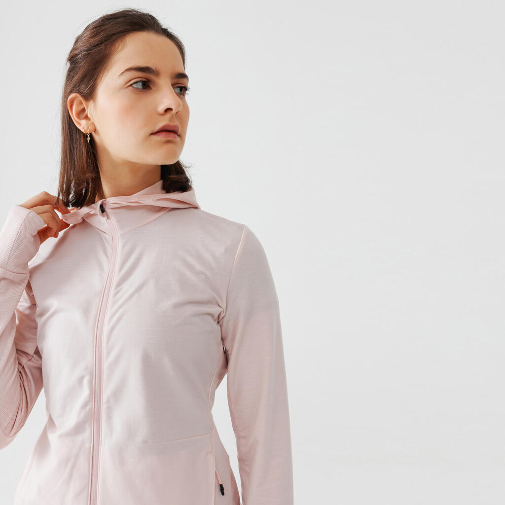 Warm Women's Hooded Running Jacket - pink