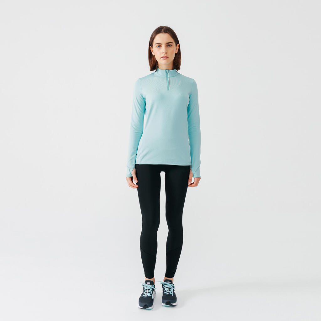 Laufshirt langarm Damen warm mit Reißverschluss - gelb 