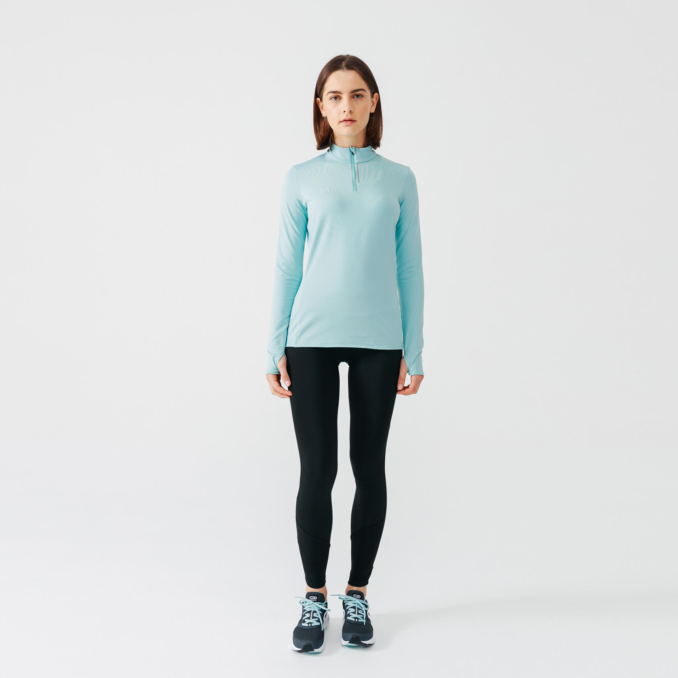 Zip Warm women's long-sleeved running T-shirt - black - Decathlon