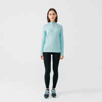 Zip Warm women's long-sleeved running T-shirt - light blue