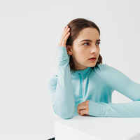 Zip Warm women's long-sleeved running T-shirt - light blue