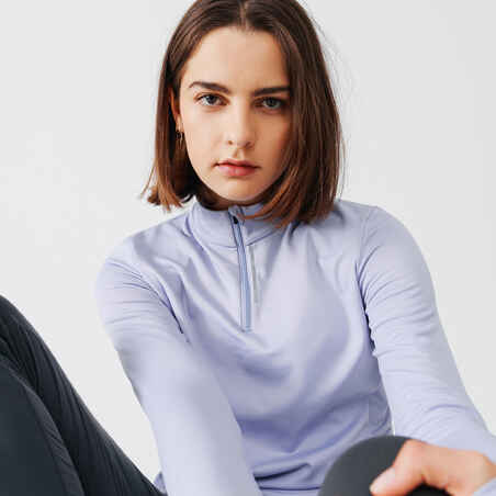 Zip Warm women's long-sleeved running T-shirt - light purple