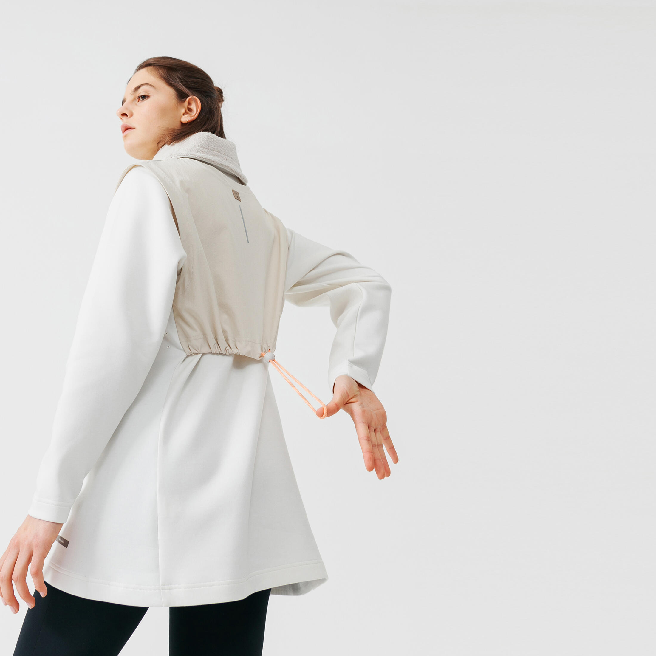 Warm Long Women s Running Warm Long Sweatshirt beige KIPRUN Decathlon