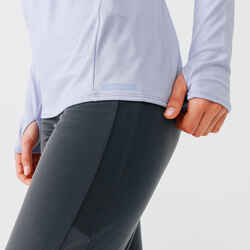 Γυναικείο μακρυμάνικο T-shirt για τρέξιμο με φερμουάρ - ανοιχτό μοβ