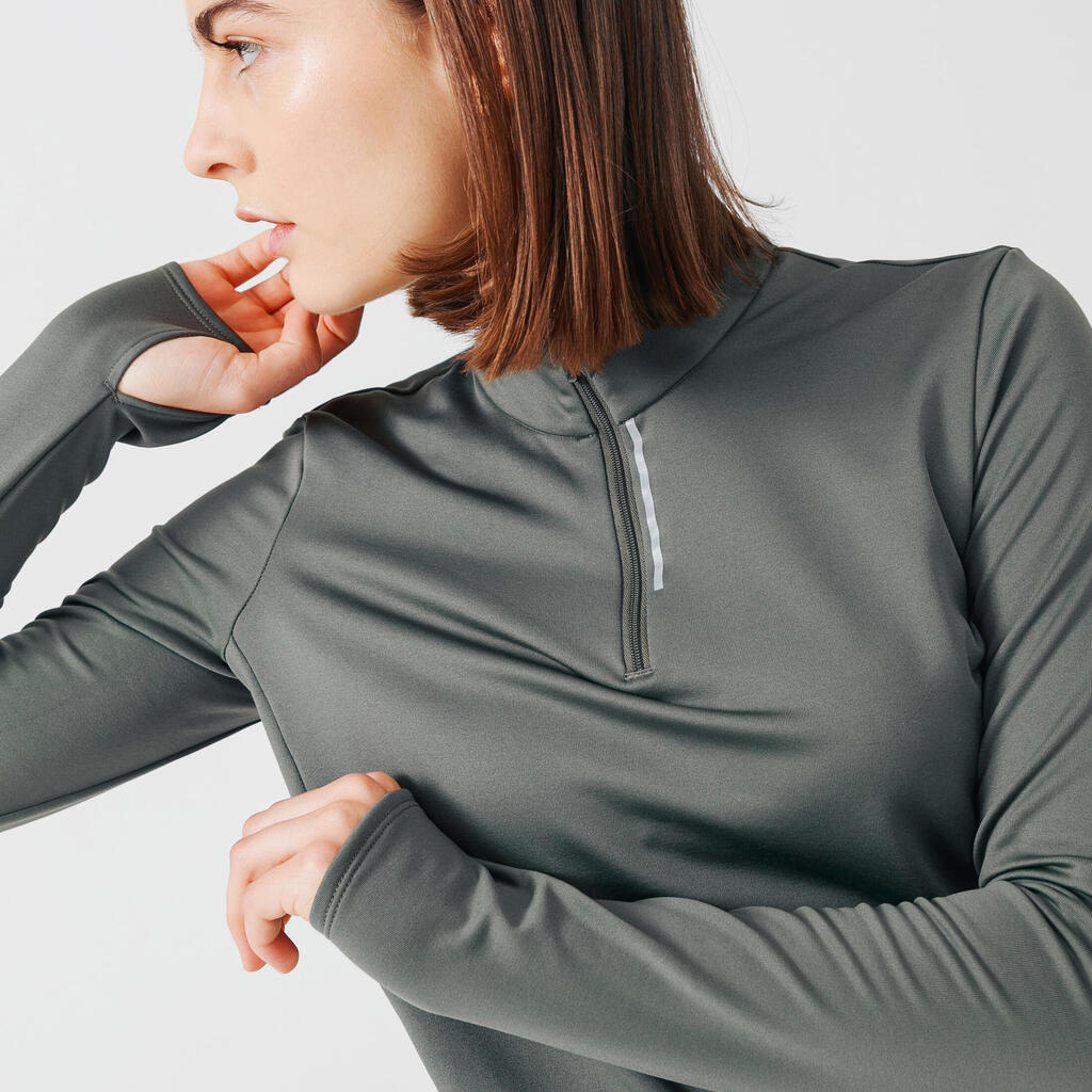 Laufshirt langarm Damen warm mit Reißverschluss - gelb 